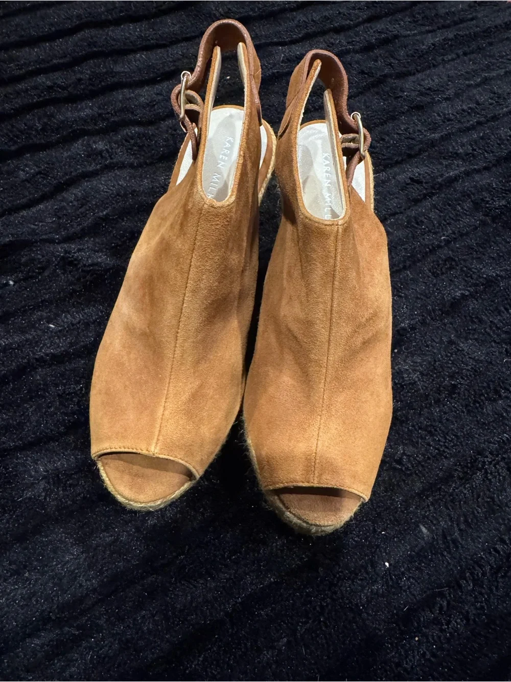 Karen Millen Brown Suede Espadrille Wedge Sandals